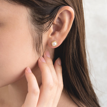 ピアス ニッケルフリー メタル 淡水パール ツイスト チタンポスト スタッドピアス