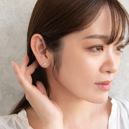 ピアス ニッケルフリー メタル 淡水パール ミニ フラワー チタンポスト スタッドピアス