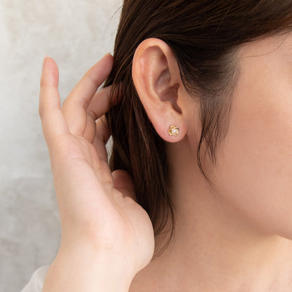 ピアス ニッケルフリー メタル 淡水パール ミニ フラワー チタンポスト スタッドピアス