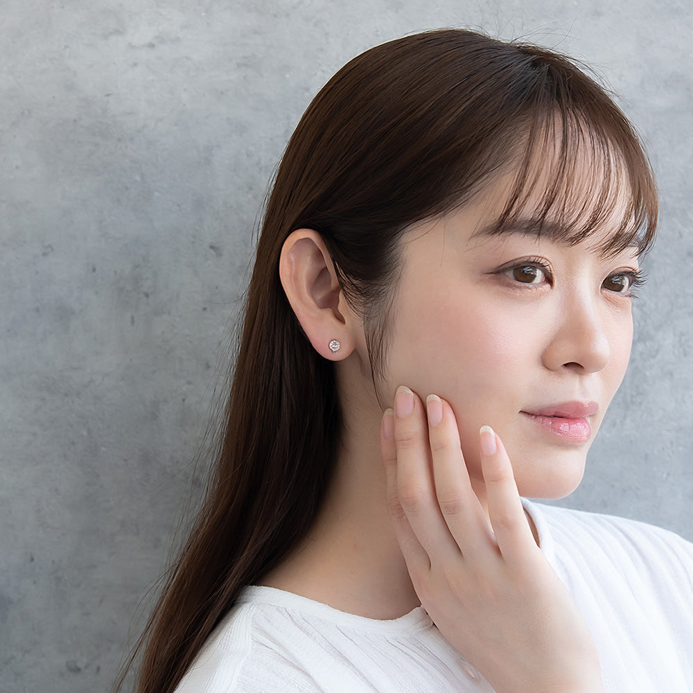 ピアス ニッケルフリー メタル キュービックジルコニア サークル ダブルロックキャッチ ピュアチタニウムポスト スタッドピアス