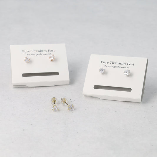 ピアス ニッケルフリー メタル キュービックジルコニア スター ダブルロックキャッチ ピュアチタニウムポスト スタッドピアス