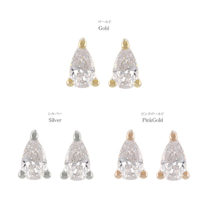 ピアス ニッケルフリー メタル キュービックジルコニア ドロップ ダブルロックキャッチ ピュアチタニウムポスト スタッドピアス