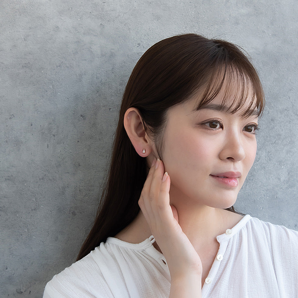 ピアス ニッケルフリー メタル キュービックジルコニア ドロップ ダブルロックキャッチ ピュアチタニウムポスト スタッドピアス