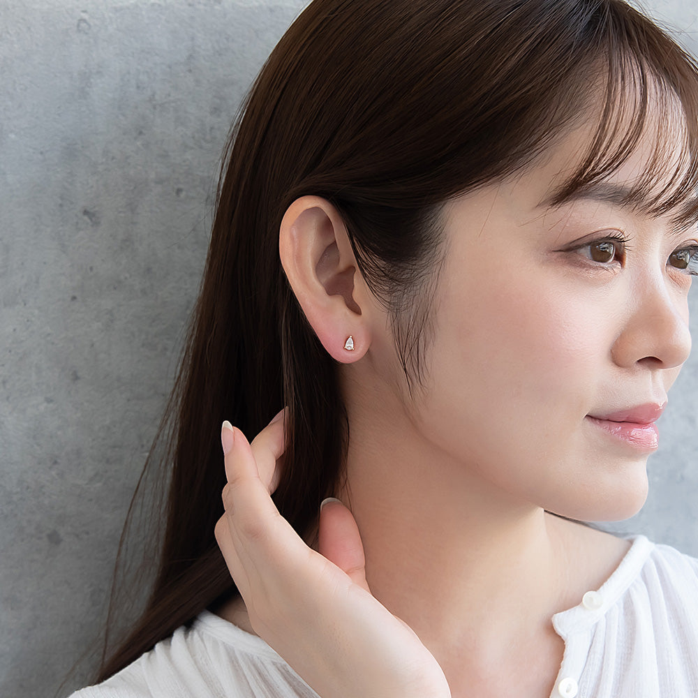 ピアス ニッケルフリー メタル キュービックジルコニア ドロップ ダブルロックキャッチ ピュアチタニウムポスト スタッドピアス