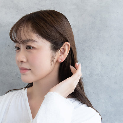 ピアス ニッケルフリー メタル キュービックジルコニア レクタングル ダブルロックキャッチ ピュアチタニウムポスト スタッドピアス