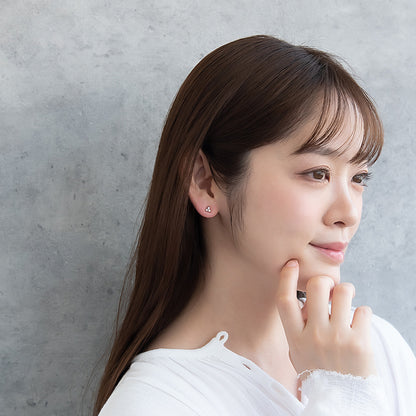 ピアス ニッケルフリー メタル キュービックジルコニア ミニ トリプル ダブルロックキャッチ ピュアチタニウムポスト スタッドピアス