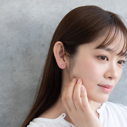 ピアス ニッケルフリー メタル キュービックジルコニア ミニ トリプル ダブルロックキャッチ ピュアチタニウムポスト スタッドピアス