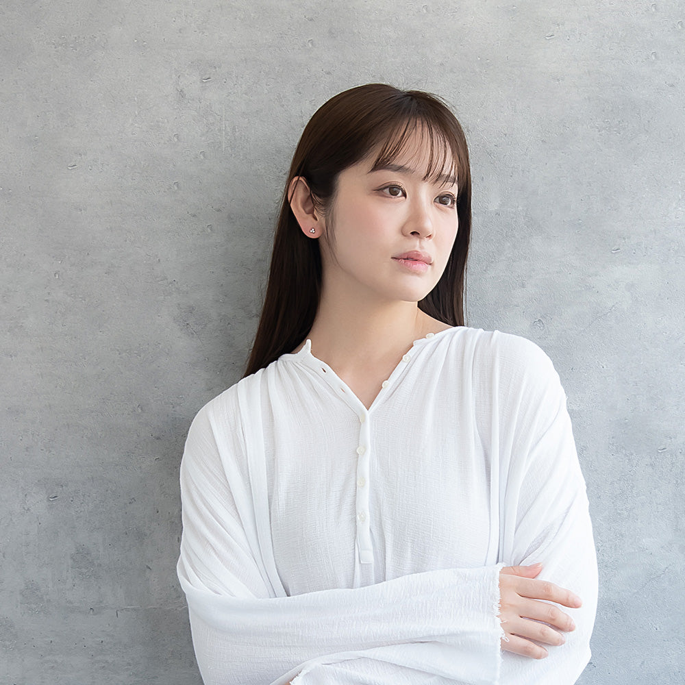 ピアス ニッケルフリー メタル キュービックジルコニア ミニ トリプル ダブルロックキャッチ ピュアチタニウムポスト スタッドピアス