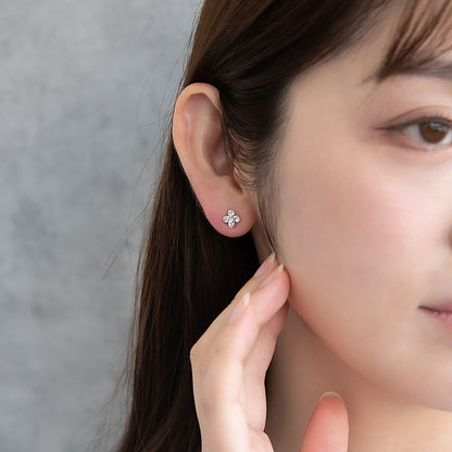 ピアス ニッケルフリー メタル キュービックジルコニア サークル フラワー ダブルロックキャッチ ピュアチタニウムポスト スタッドピアス