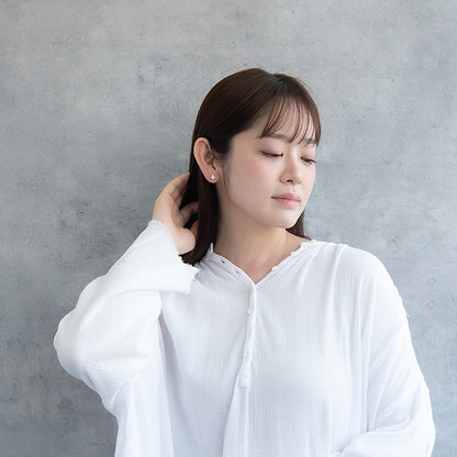 ピアス ニッケルフリー メタル キュービックジルコニア サークル フラワー ダブルロックキャッチ ピュアチタニウムポスト スタッドピアス