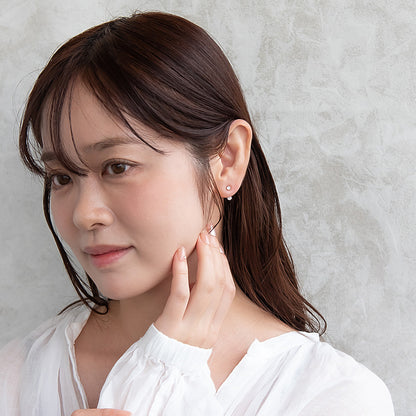 ピアス ニッケルフリー メタル キュービックジルコニア フラワー バックキャッチ チタンポスト スタッドピアス