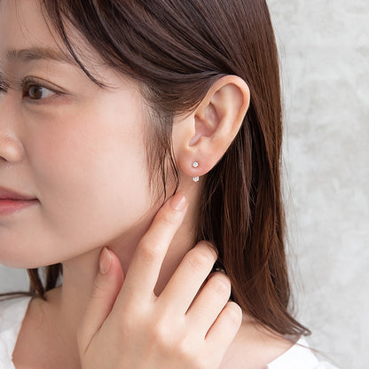 ピアス ニッケルフリー メタル キュービックジルコニア フラワー バックキャッチ チタンポスト スタッドピアス