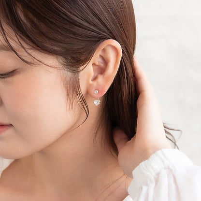 ピアス ニッケルフリー メタル キュービックジルコニア ハート バックキャッチ チタンポスト スタッドピアス