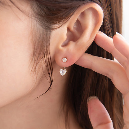 ピアス ニッケルフリー メタル キュービックジルコニア ハート バックキャッチ チタンポスト スタッドピアス