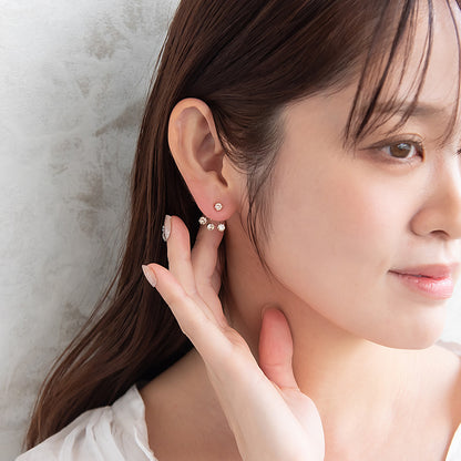 ピアス ニッケルフリー メタル キュービックジルコニア トリプル バックキャッチ チタンポスト スタッドピアス