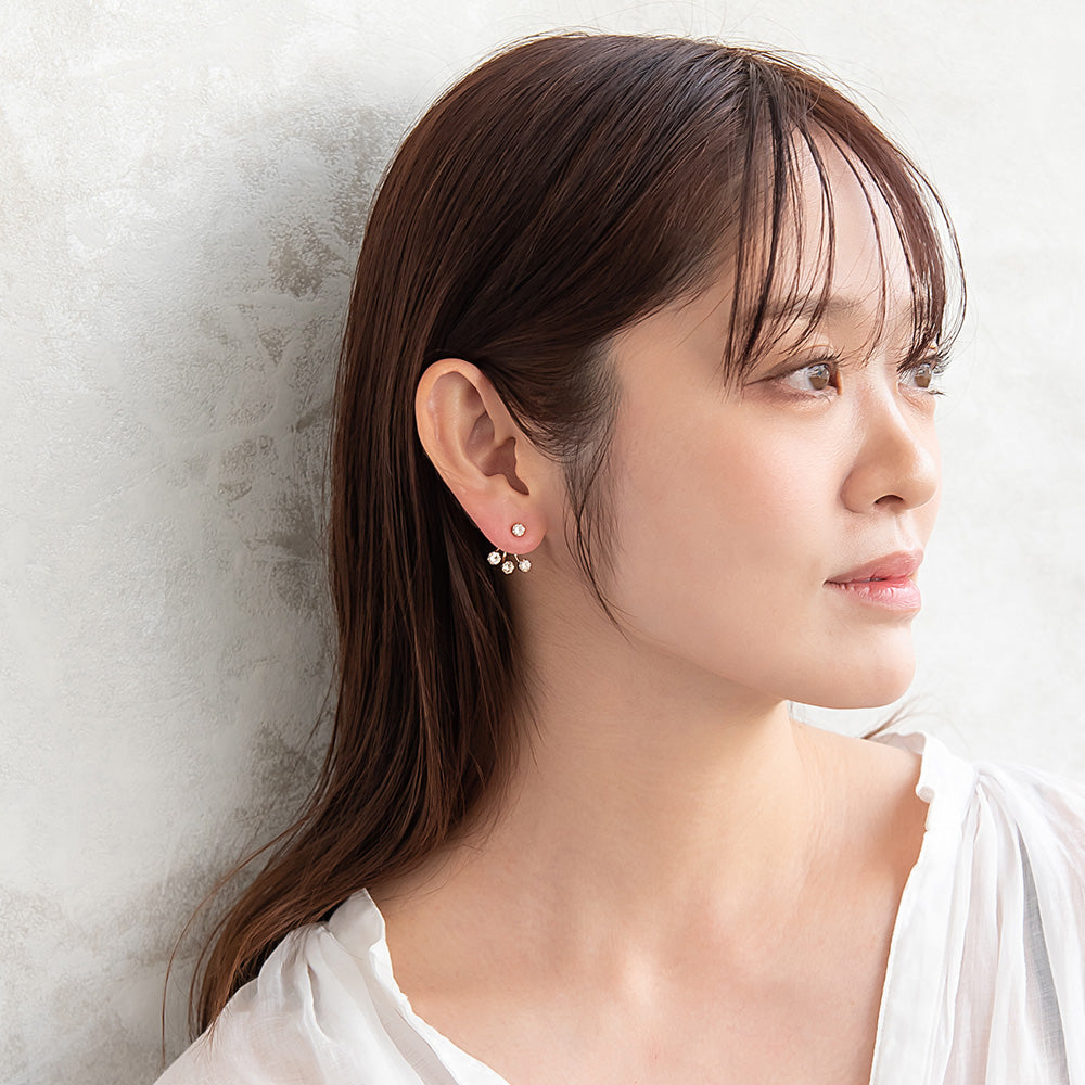 ピアス ニッケルフリー メタル キュービックジルコニア トリプル バックキャッチ チタンポスト スタッドピアス