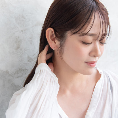 ピアス ニッケルフリー キュービックジルコニア メタル ワンタッチ フープピアス