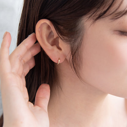 ピアス ニッケルフリー キュービックジルコニア メタル ワンタッチ フープピアス