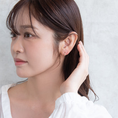 ピアス ニッケルフリー キュービックジルコニア メタル ワンタッチ フープピアス