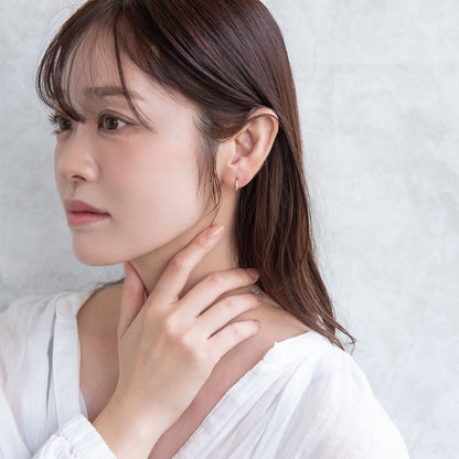 ピアス ニッケルフリー キュービックジルコニア メタル ワンタッチ フープピアス