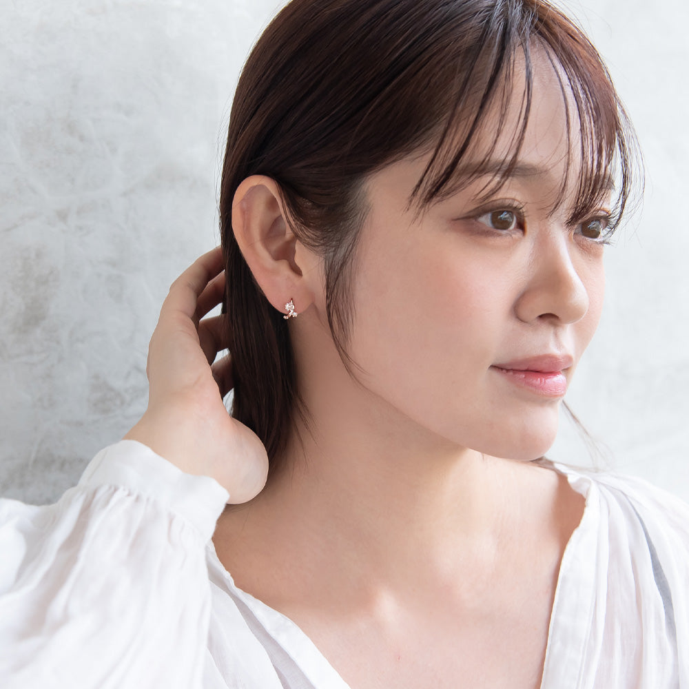 ピアス ニッケルフリー キュービックジルコニア メタル ワンタッチ フープピアス