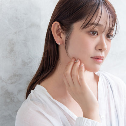 ピアス ニッケルフリー キュービックジルコニア メタル ワンタッチ フープピアス