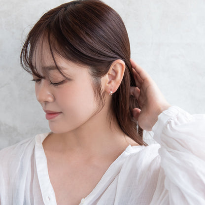 ピアス ニッケルフリー キュービックジルコニア メタル ワンタッチ フープピアス