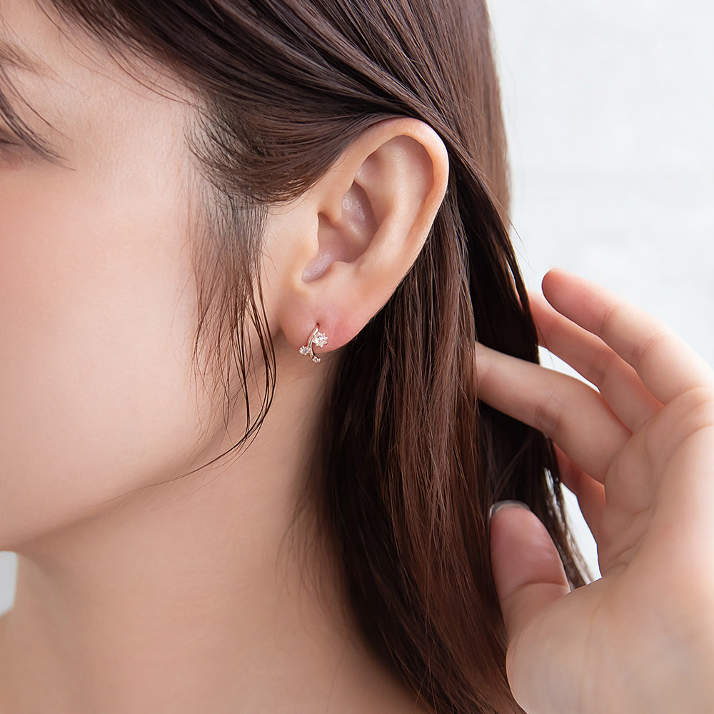 ピアス ニッケルフリー キュービックジルコニア メタル ワンタッチ フープピアス