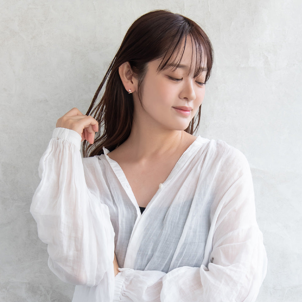 ピアス ニッケルフリー キュービックジルコニア メタル ワンタッチ フープピアス