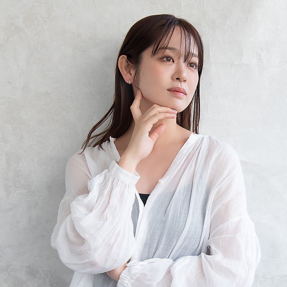 ピアス ニッケルフリー キュービックジルコニア メタル ワンタッチ フープピアス