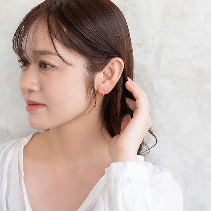 ピアス ニッケルフリー キュービックジルコニア メタル ワンタッチ フープピアス