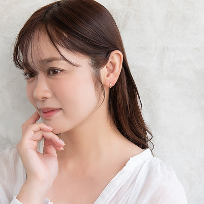 ピアス ニッケルフリー キュービックジルコニア メタル ワンタッチ フープピアス