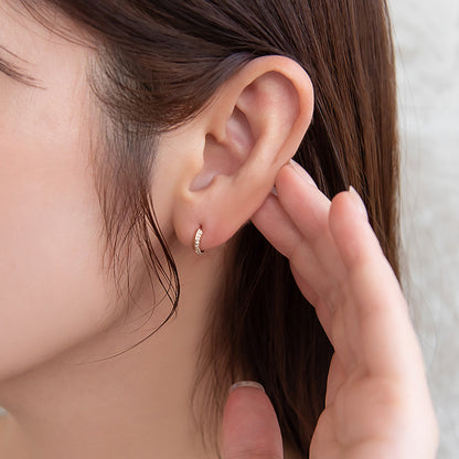 ピアス ニッケルフリー キュービックジルコニア メタル ワンタッチ フープピアス