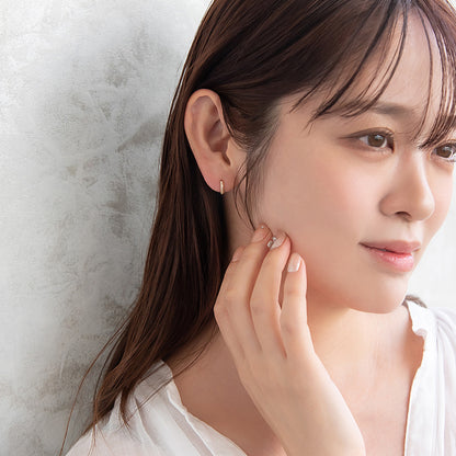 ピアス ニッケルフリー キュービックジルコニア メタル ワンタッチ フープピアス