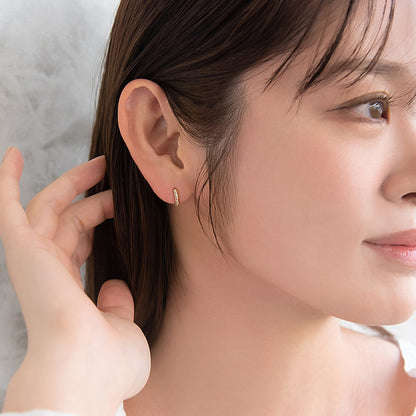 ピアス ニッケルフリー キュービックジルコニア メタル ワンタッチ フープピアス