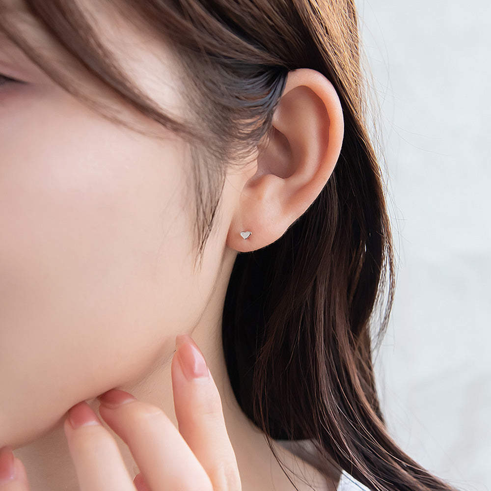 ピアス ニッケルフリー シルバー925 ミニ ハート スタッドピアス