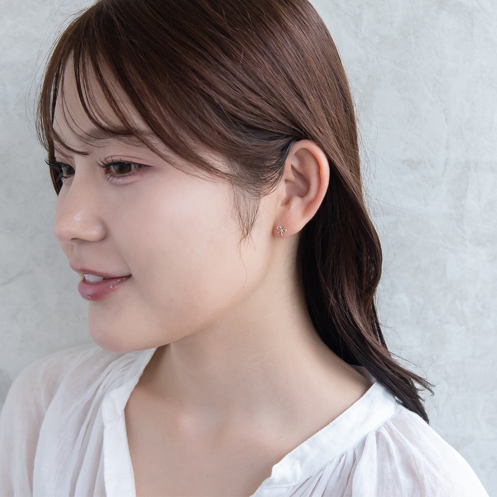ピアス ニッケルフリー シルバー925 ミニ リボン スタッドピアス