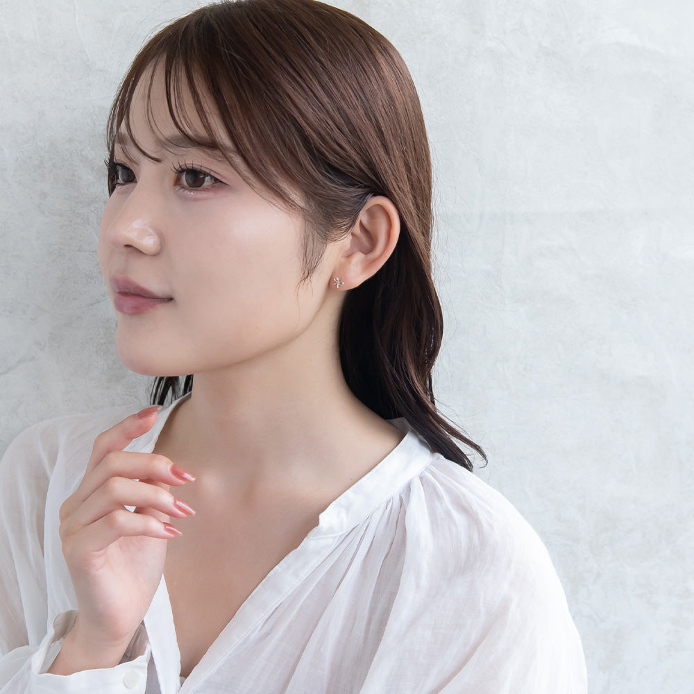 ピアス ニッケルフリー シルバー925 ミニ リボン スタッドピアス