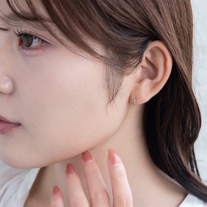 ピアス ニッケルフリー シルバー925 ミニ リボン スタッドピアス