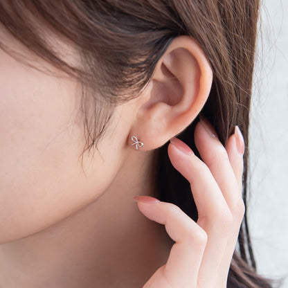 ピアス ニッケルフリー シルバー925 ミニ リボン スタッドピアス