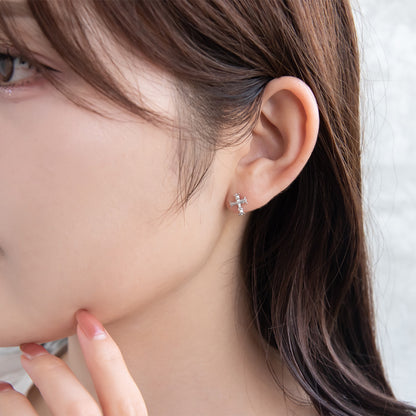 ピアス ニッケルフリー シルバー925 ミニ クロス スタッドピアス