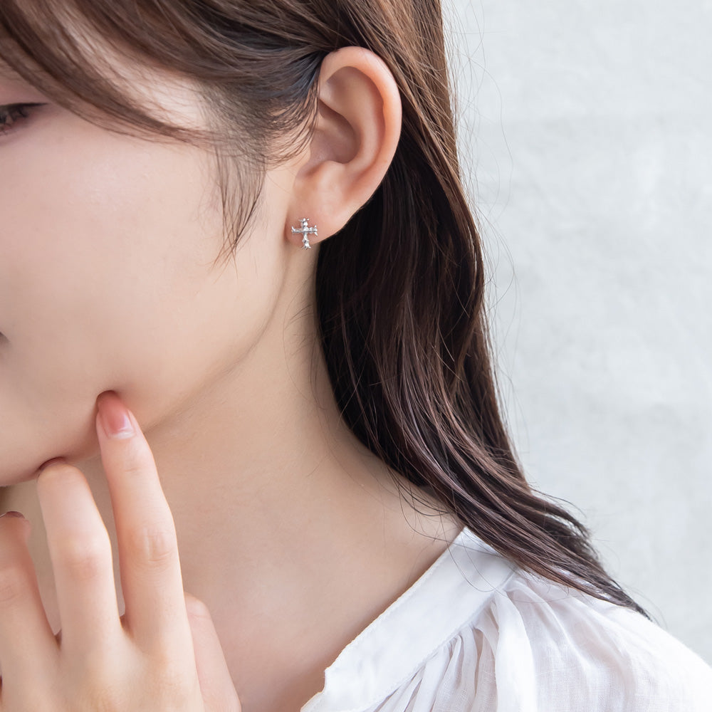 ピアス ニッケルフリー シルバー925 ミニ クロス スタッドピアス