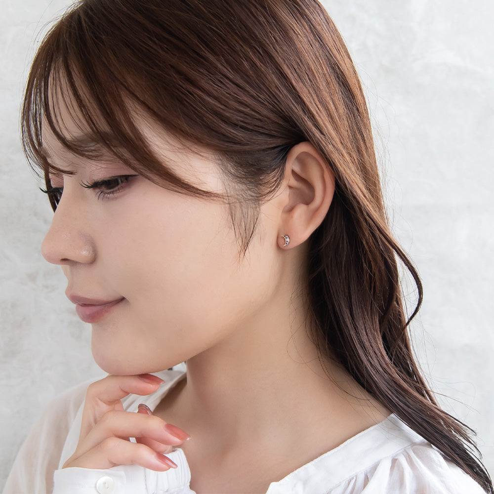 ピアス ニッケルフリー シルバー925 ミニ ムーン スタッドピアス