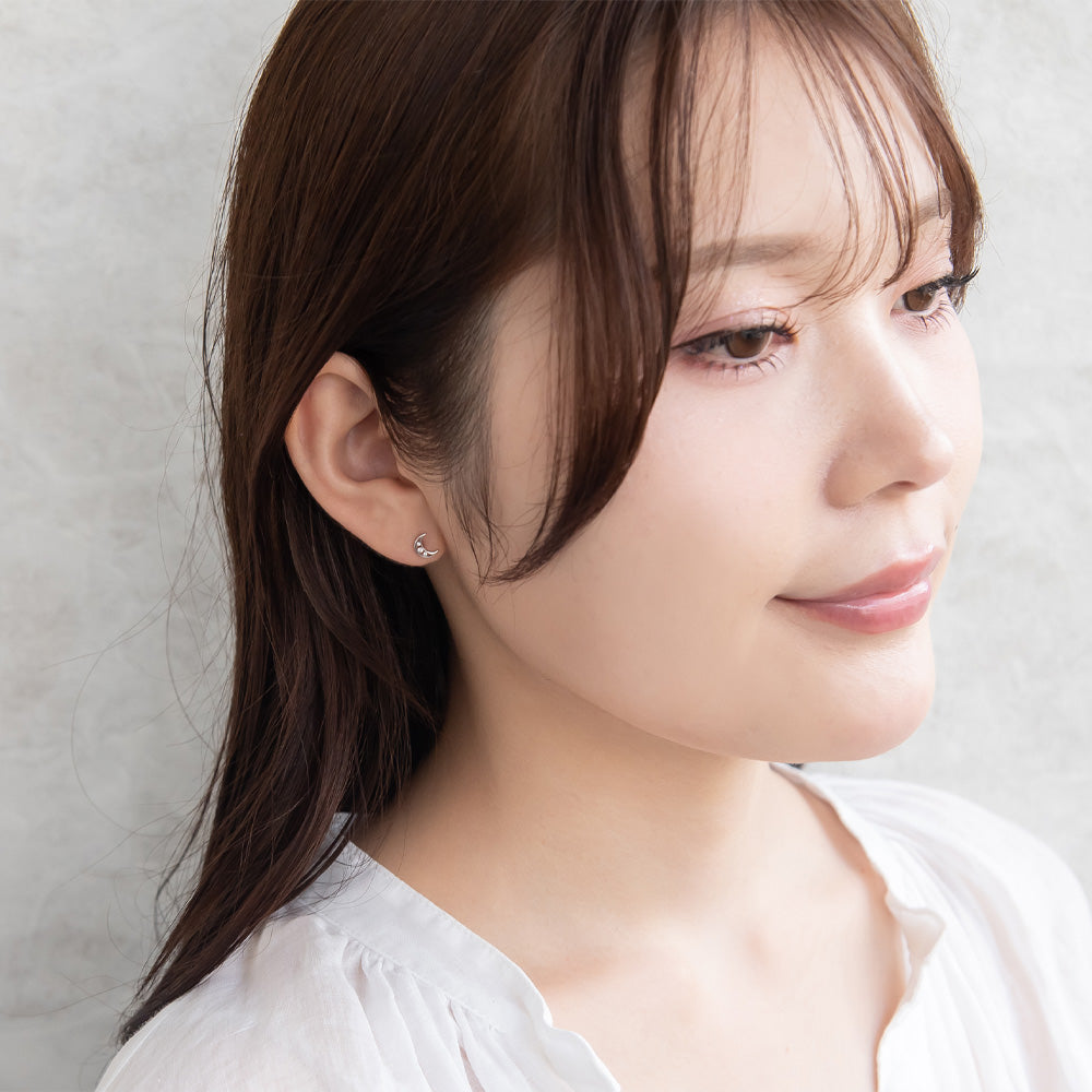 ピアス ニッケルフリー シルバー925 ミニ ムーン スタッドピアス