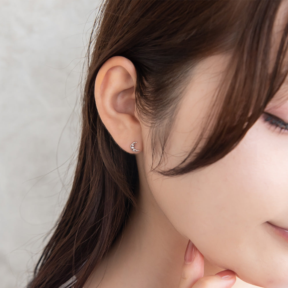 ピアス ニッケルフリー シルバー925 ミニ ムーン スタッドピアス
