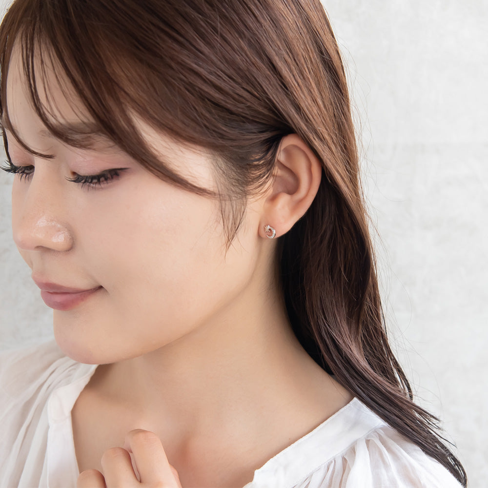 ピアス ニッケルフリー シルバー925 ミニ ムーン スタッドピアス
