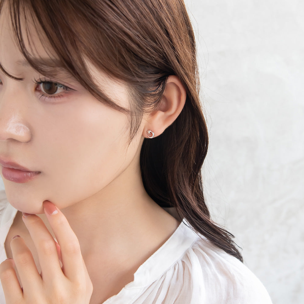 ピアス ニッケルフリー シルバー925 ミニ ムーン スタッドピアス