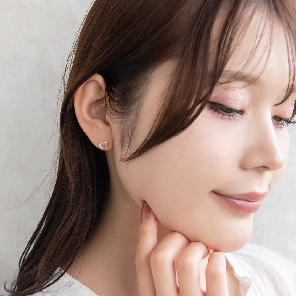 ピアス ニッケルフリー シルバー925 ミニ ムーン スタッドピアス