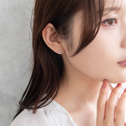 ピアス ニッケルフリー シルバー925 ミニ ムーン スタッドピアス