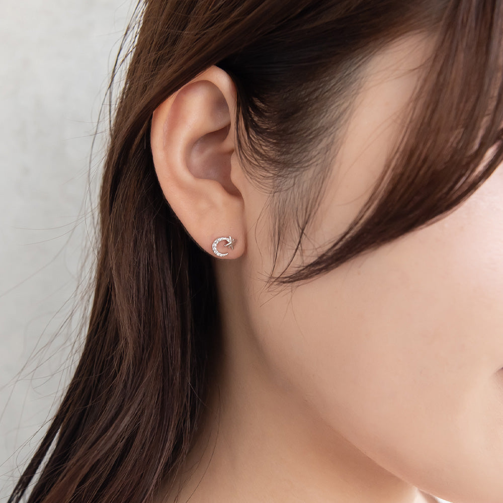 ピアス ニッケルフリー シルバー925 ミニ ムーン スタッドピアス